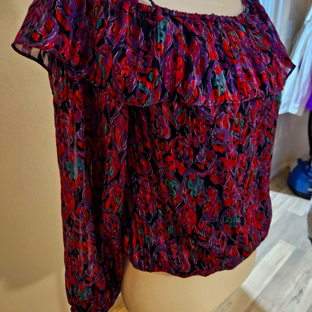 Ramy Brook off the shoulder color print top